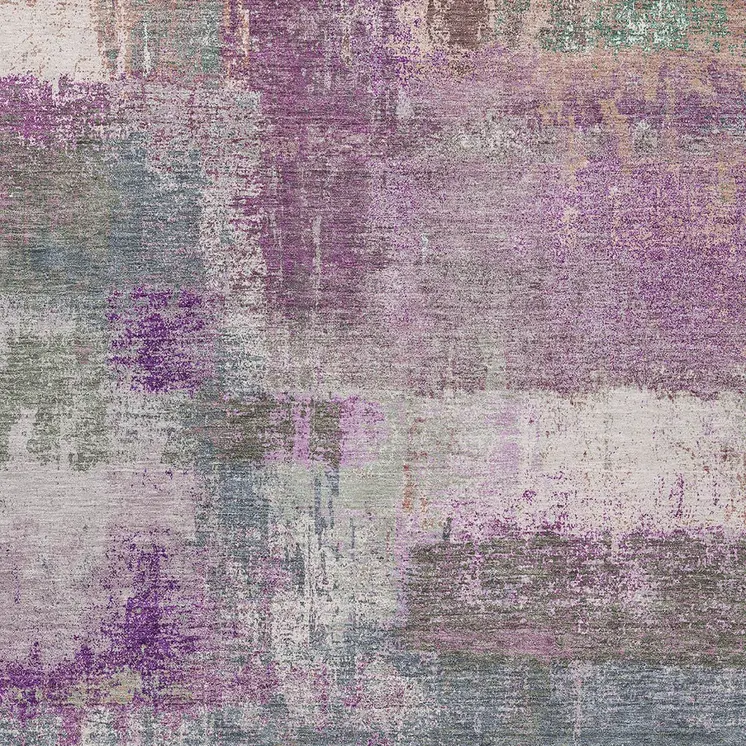 8' X 10' Lavender And Purple Abstract Washable Indoor Outdoor Area Rug