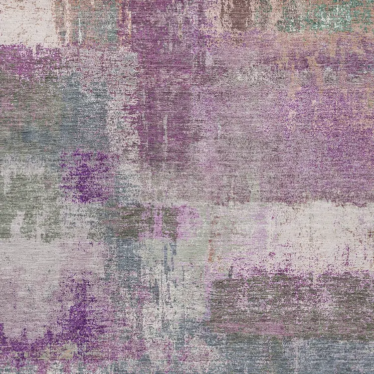9' X 12' Lavender And Purple Abstract Washable Indoor Outdoor Area Rug