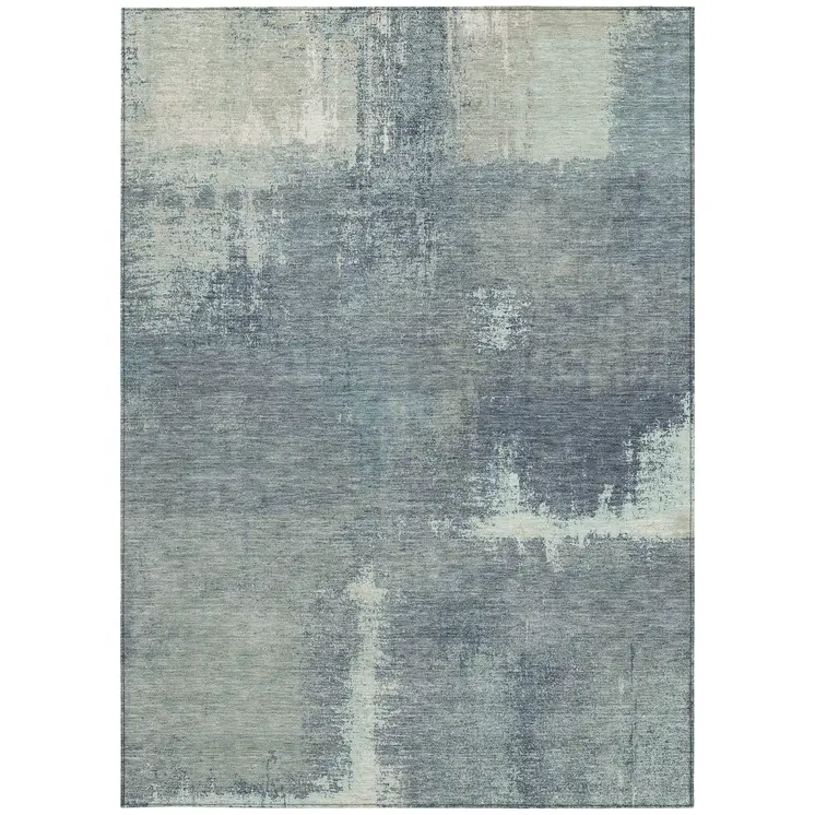 3' X 5' Sage And Green Abstract Washable Indoor Outdoor Area Rug