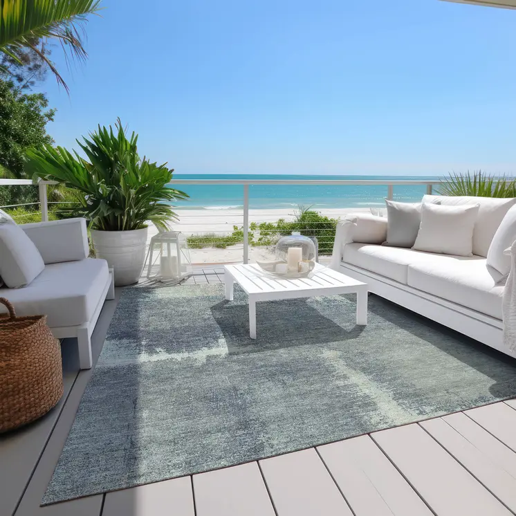 3' X 5' Sage And Green Abstract Washable Indoor Outdoor Area Rug