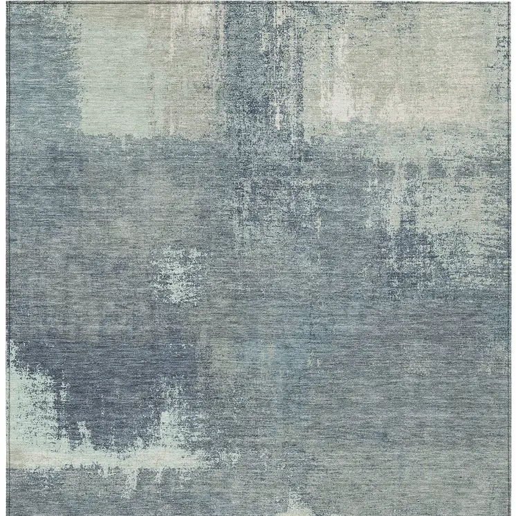 5' X 8' Sage And Green Abstract Washable Indoor Outdoor Area Rug