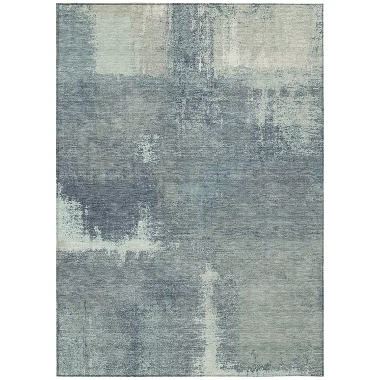 5' X 8' Sage And Green Abstract Washable Indoor Outdoor Area Rug