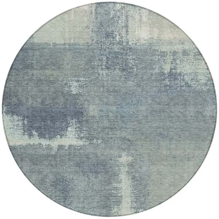 8' Sage And Green Round Abstract Washable Indoor Outdoor Area Rug