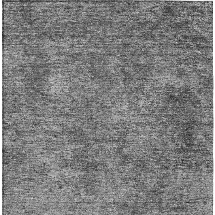 5' X 8' Gray And Smoky Black Abstract Washable Indoor Outdoor Area Rug