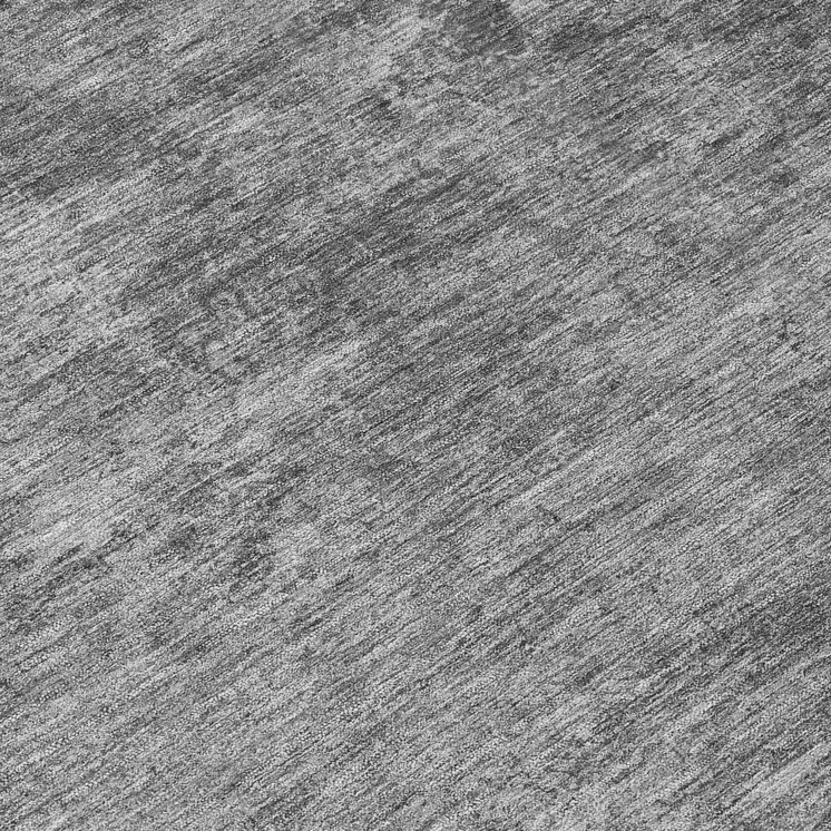 8' Gray And Smoky Black Round Abstract Washable Indoor Outdoor Area Rug