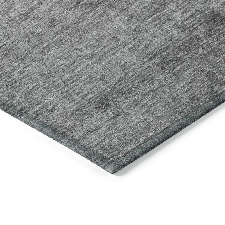 9' X 12' Gray And Smoky Black Abstract Washable Indoor Outdoor Area Rug