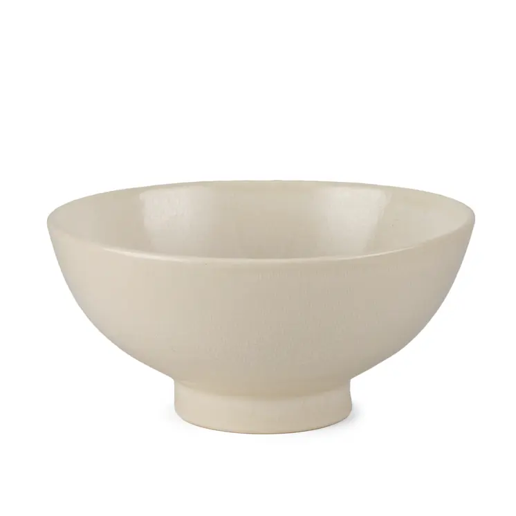 12" Cream Ceramic Round Pedestal Centerpiece Bowl