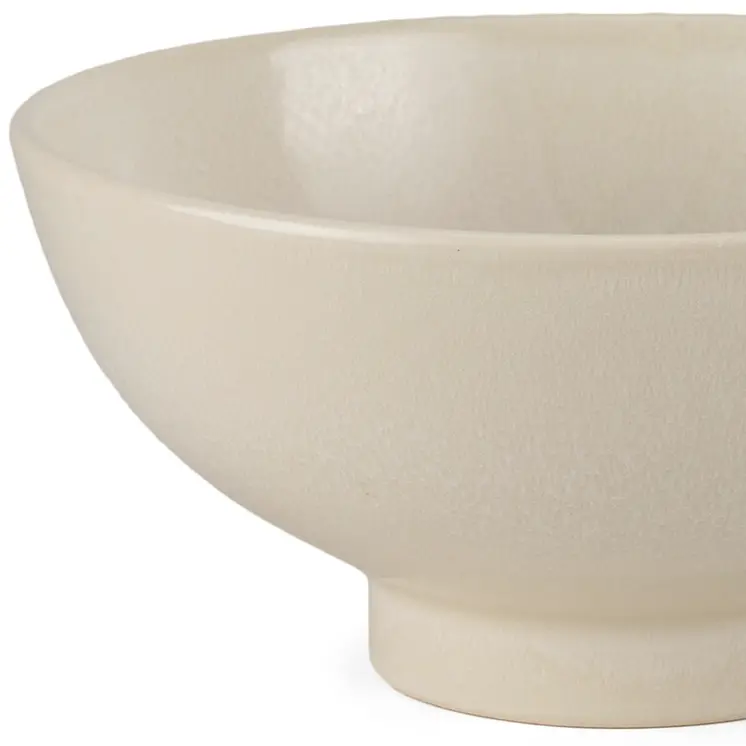 12" Cream Ceramic Round Pedestal Centerpiece Bowl