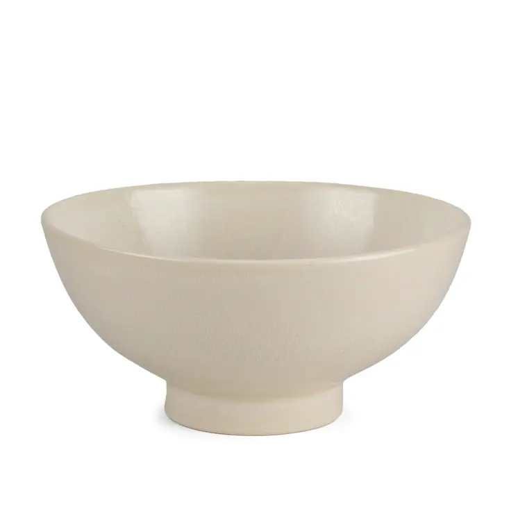 12" Cream Ceramic Round Pedestal Centerpiece Bowl