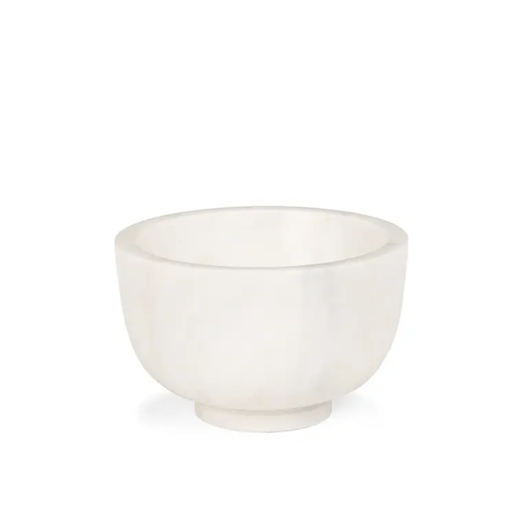 7" White Marble Round Decorative Bowl