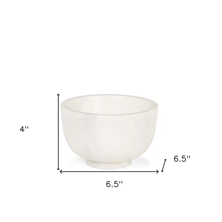 7" White Marble Round Decorative Bowl