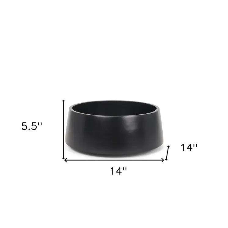 14" Black Wood Round Centerpiece Bowl
