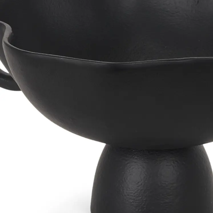 11" Black Metal Round Pedestal Centerpiece Bowl