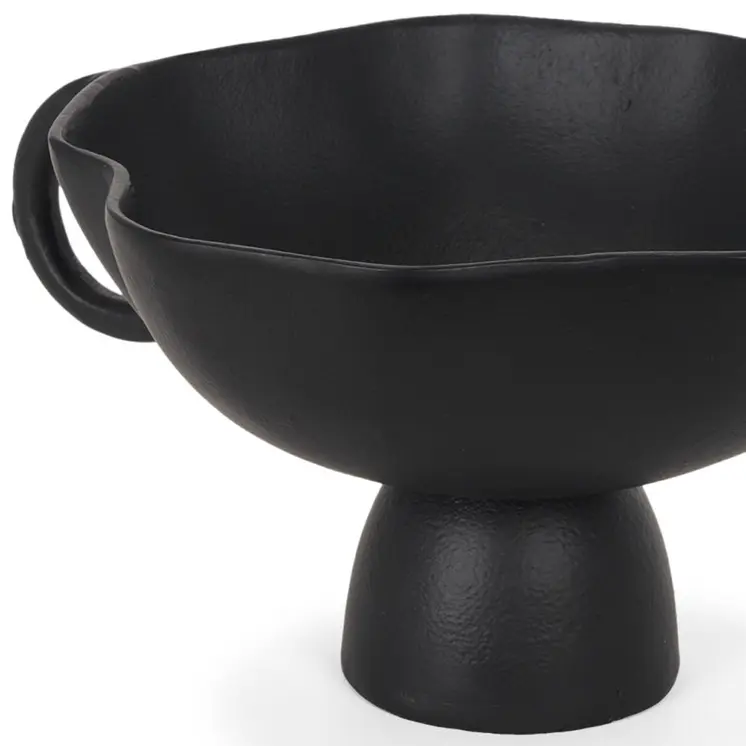 11" Black Metal Round Pedestal Centerpiece Bowl