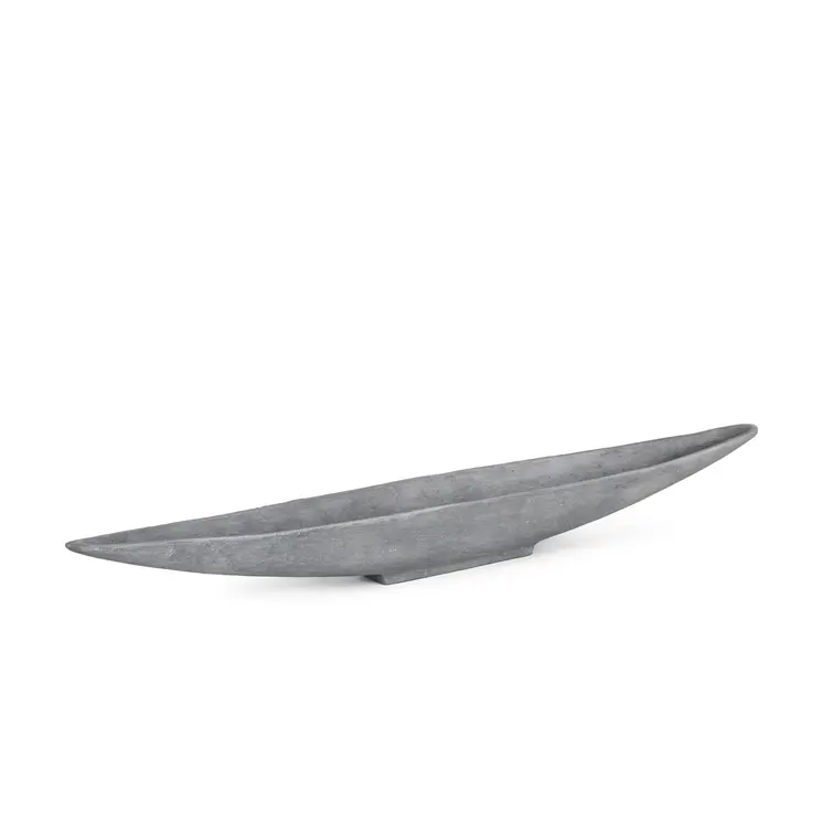 39" Gray Cast Aluminum Oval Long Boat Centerpiece Bowl