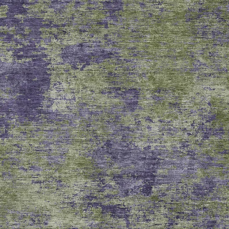 3' X 5' Olive Green And Dark Purple Abstract Washable Indoor Outdoor Area Rug