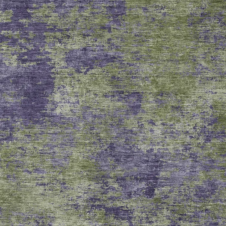 5' X 8' Olive Green And Dark Purple Abstract Washable Indoor Outdoor Area Rug