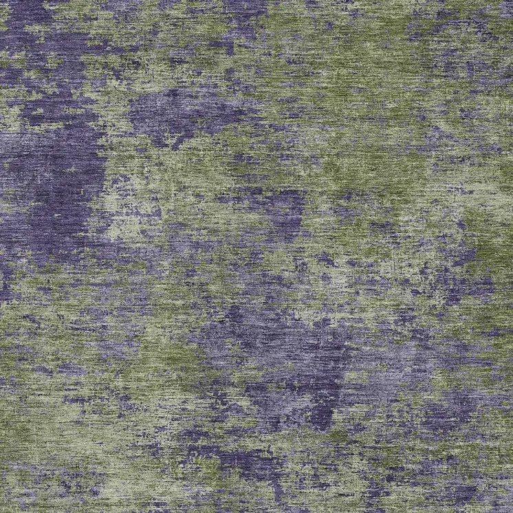 8' X 10' Olive Green And Dark Purple Abstract Washable Indoor Outdoor Area Rug