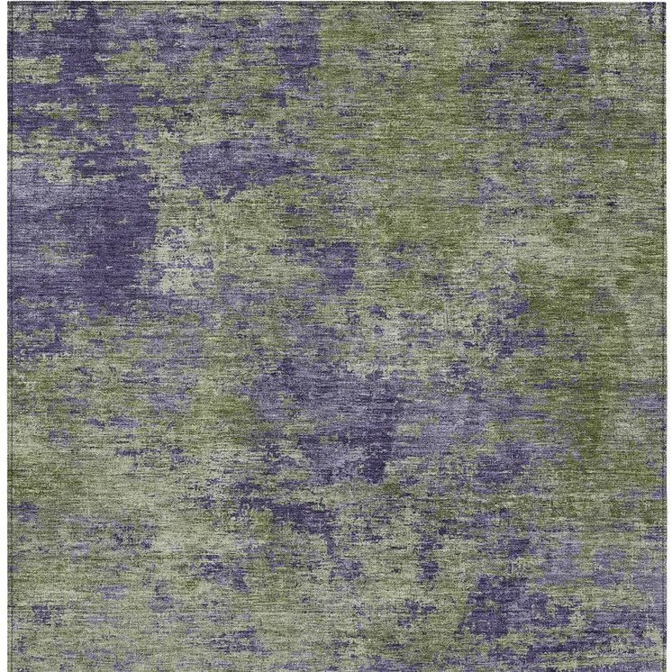 10' X 14' Olive Green And Dark Purple Abstract Washable Indoor Outdoor Area Rug