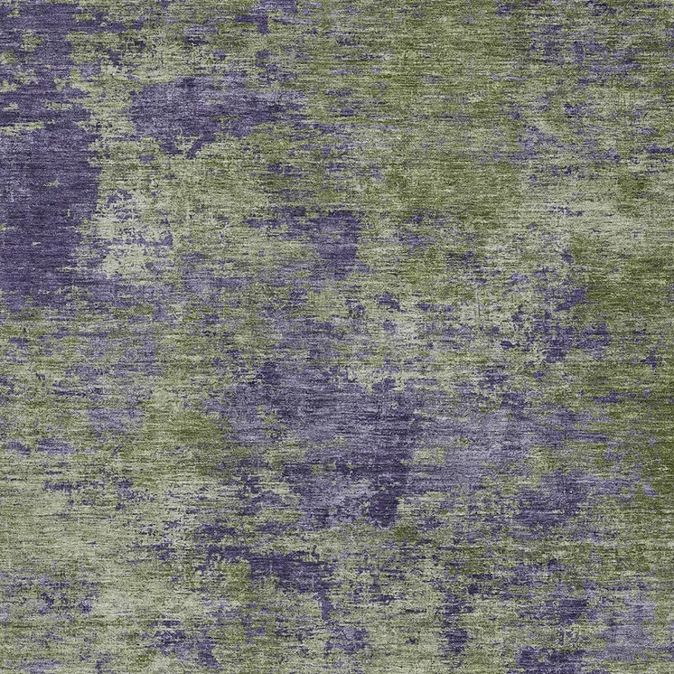10' X 14' Olive Green And Dark Purple Abstract Washable Indoor Outdoor Area Rug