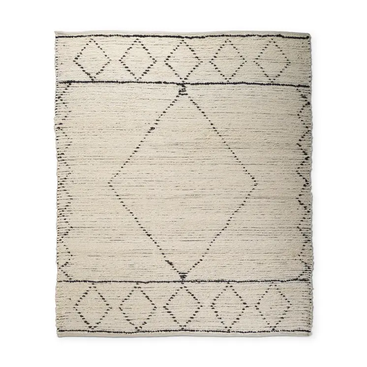 8' X 10' Ivory And Gray Geometric Hand Woven Area Rug