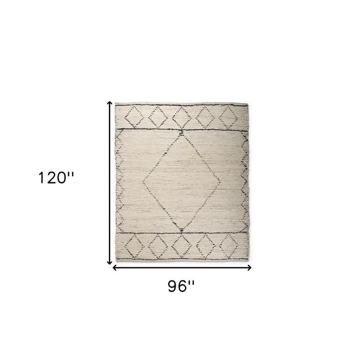 8' X 10' Ivory And Gray Geometric Hand Woven Area Rug