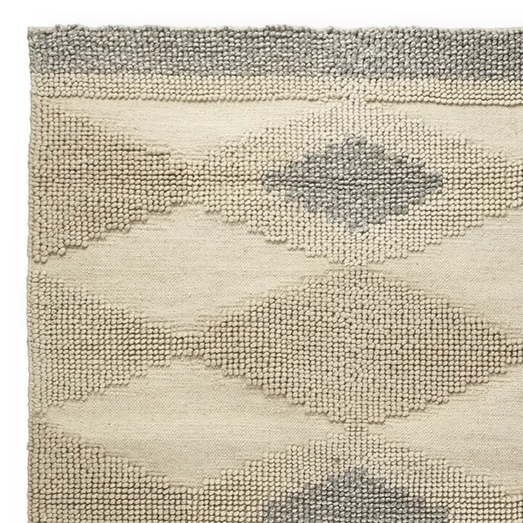 5' X 8' Beige Brown Gray And Ivory Wool Geometric Hand Woven Area Rug