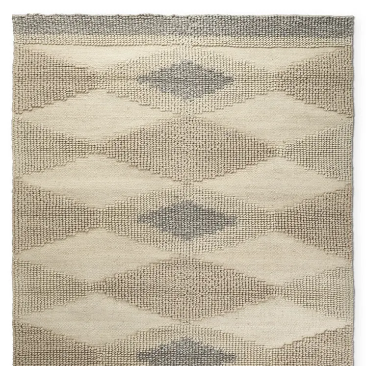 8' X 10' Beige Brown Gray And Ivory Wool Geometric Hand Woven Area Rug