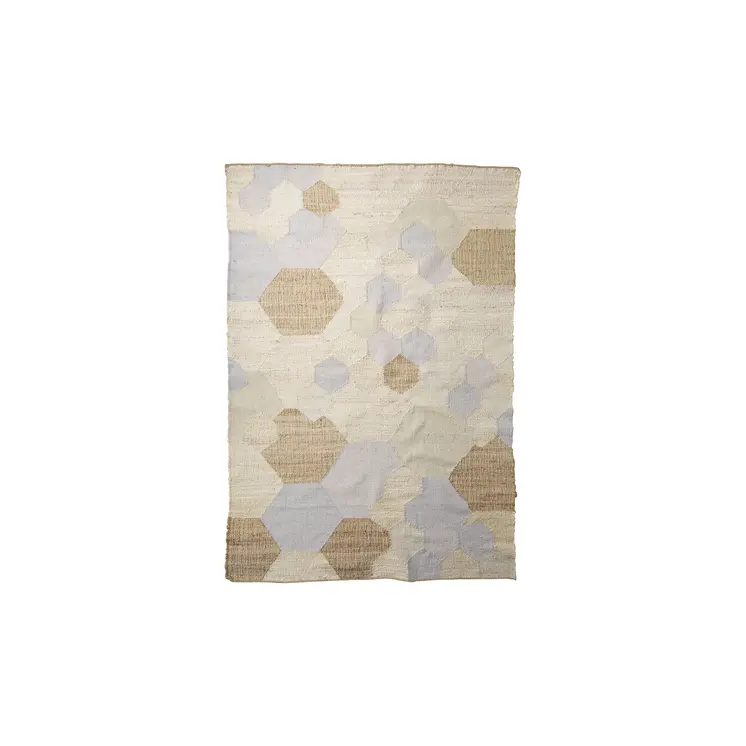 5' X 8' Ivory Brown And Gray Patchwork Hand Woven Area Rug