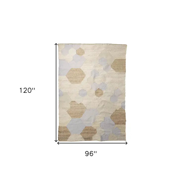 8' X 10' Ivory Brown And Gray Patchwork Hand Woven Area Rug