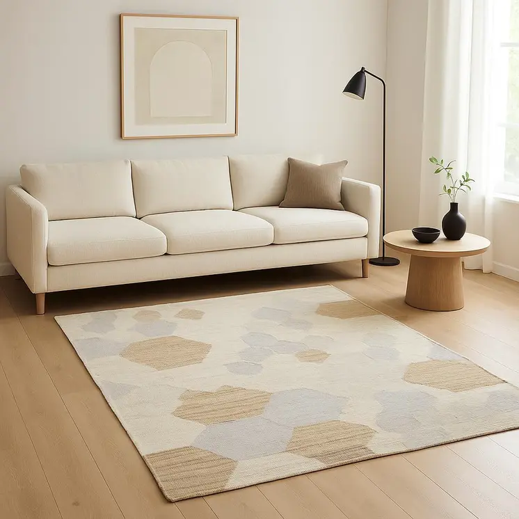 8' X 10' Ivory Brown And Gray Patchwork Hand Woven Area Rug