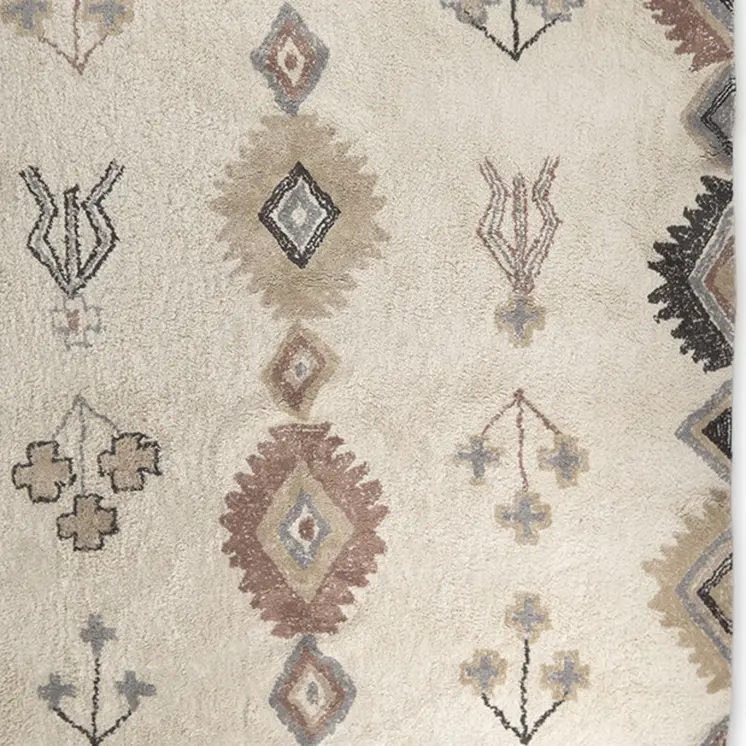 5' X 8' Beige And Brown Tribal Hand Woven Area Rug With Fringe