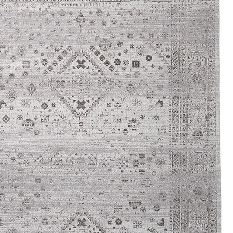 5' X 8' Black And Gray Medallion Hand Woven Distressed Area Rug