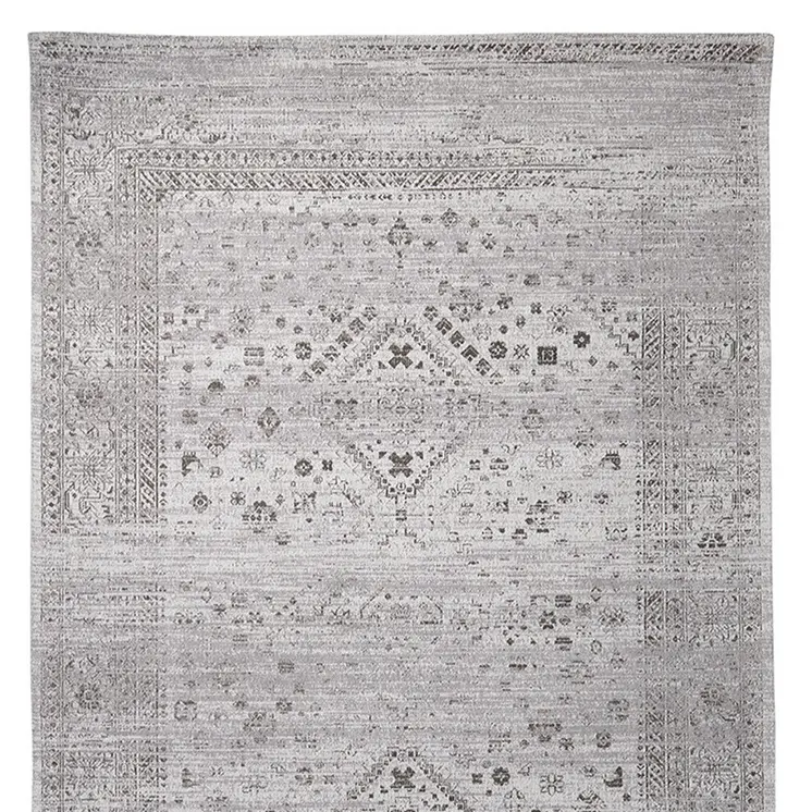 5' X 8' Black And Gray Medallion Hand Woven Distressed Area Rug