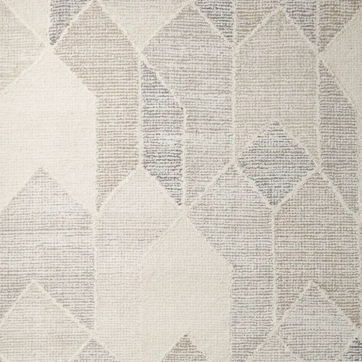 5' X 8' Beige Gray And Ivory Wool Geometric Hand Woven Area Rug