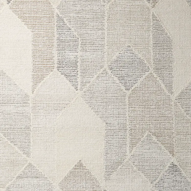 8' X 10' Beige Gray And Ivory Wool Geometric Hand Woven Area Rug