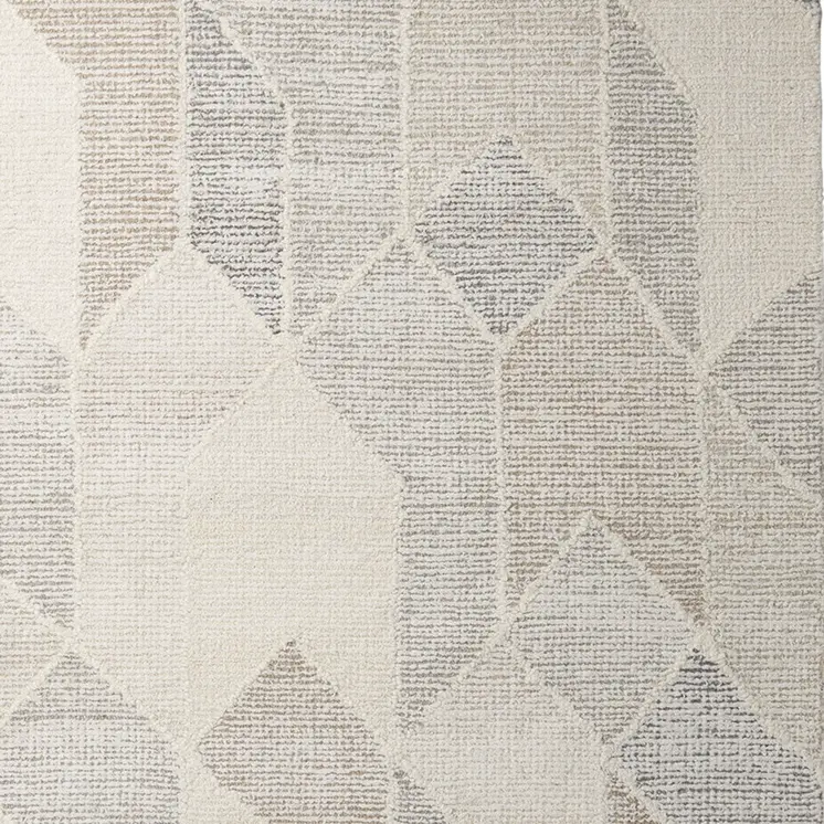 9' X 12' Beige Gray And Ivory Wool Geometric Hand Woven Area Rug