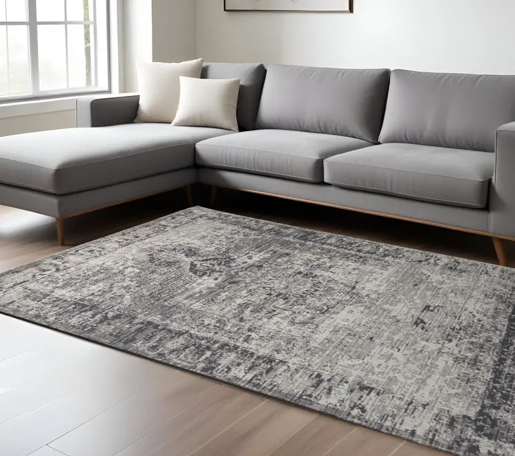 9' X 12' Gray Moroccan Distressed Area Rug