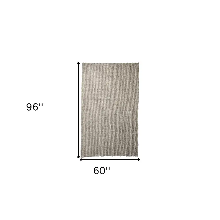 8' X 10' Taupe Berber Hand Woven Area Rug