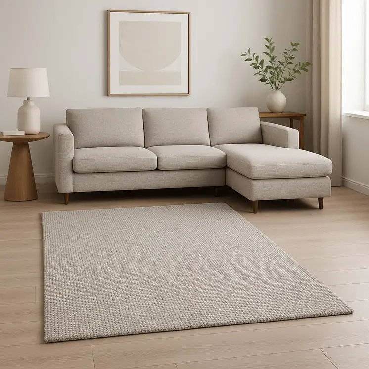 8' X 10' Beige Berber Hand Woven Area Rug