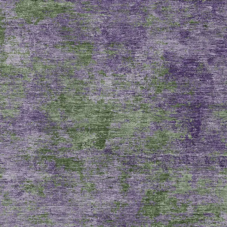 5' X 8' Purple And Green Abstract Washable Indoor Outdoor Area Rug