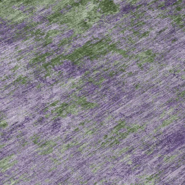 8' Purple And Green Round Abstract Washable Indoor Outdoor Area Rug