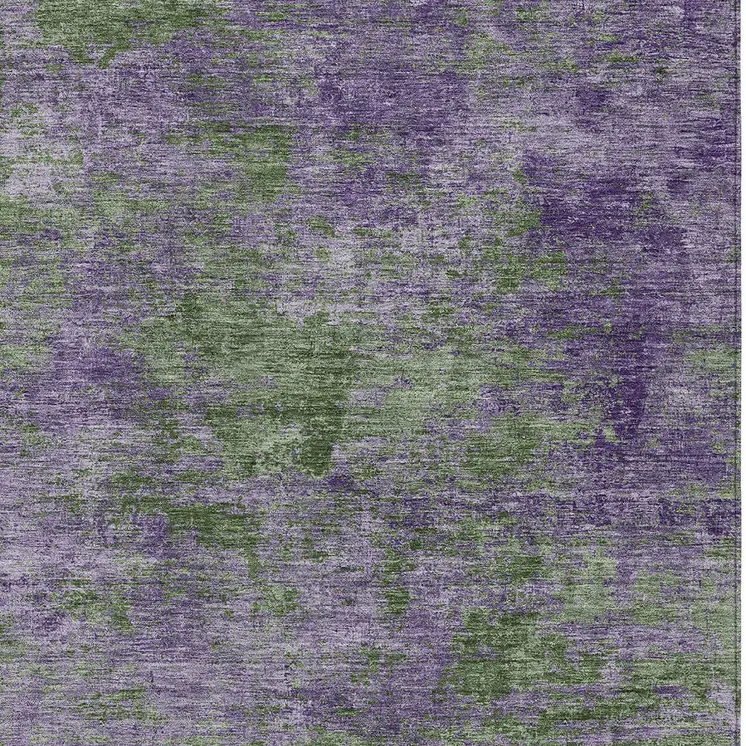 9' X 12' Purple And Green Abstract Washable Indoor Outdoor Area Rug