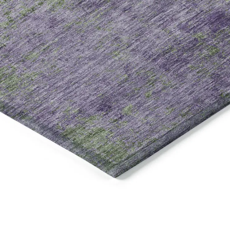 10' X 14' Purple And Green Abstract Washable Indoor Outdoor Area Rug