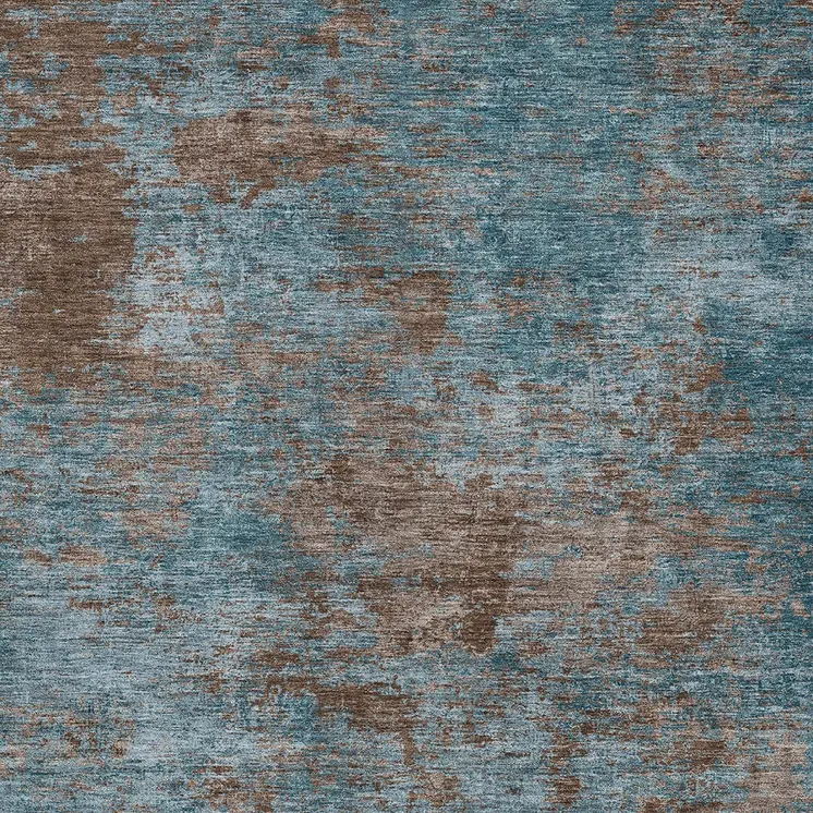 10' X 14' Teal Blue And Brown Abstract Washable Indoor Outdoor Area Rug