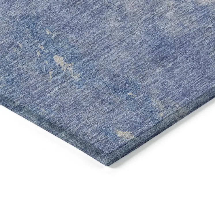 5' X 8' Blue And Denim Blue Abstract Washable Indoor Outdoor Area Rug