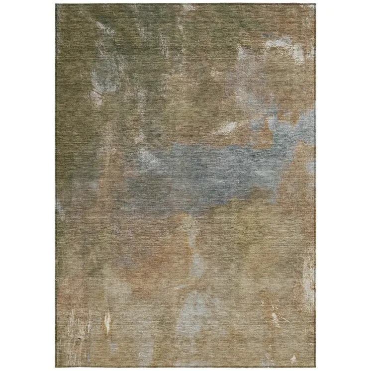 3' X 5' Copper And Rust Abstract Washable Indoor Outdoor Area Rug