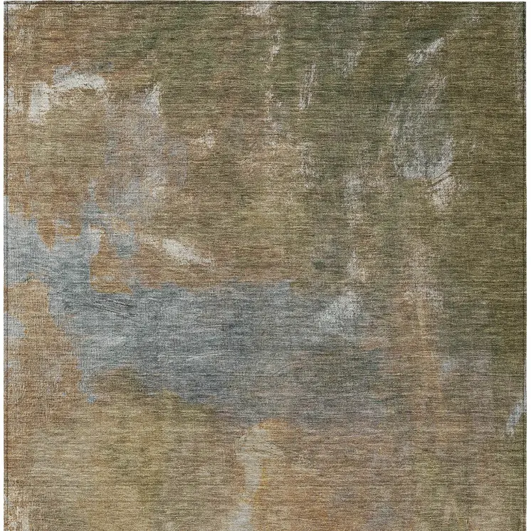 3' X 5' Copper And Rust Abstract Washable Indoor Outdoor Area Rug