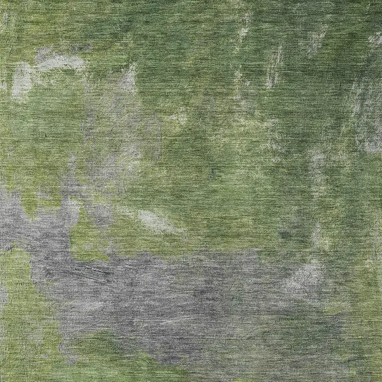 3' X 5' Green And Olive Green Abstract Washable Indoor Outdoor Area Rug