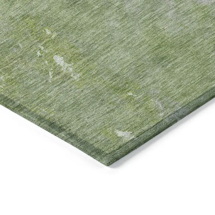 5' X 8' Green And Olive Green Abstract Washable Indoor Outdoor Area Rug
